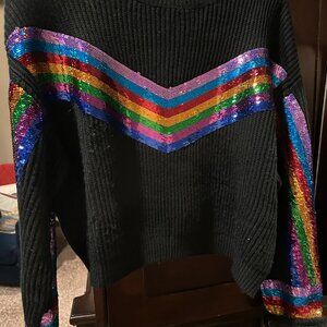 Queen of Sparkles Rainbow Sweater Medium